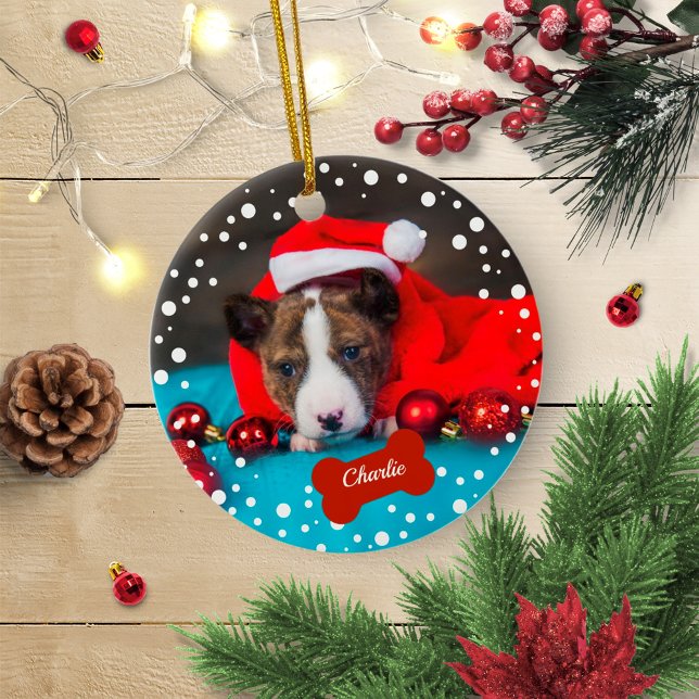 Adorno De Cerámica Perro cachorro primera Navidad simple foto (Subido por el creador)