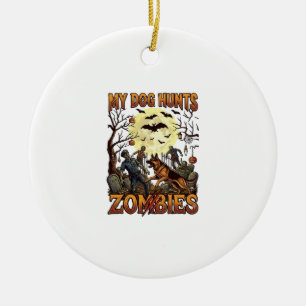 Adorno De Cerámica Perro Caza Zombies Halloween Pastor Alemán Luna_1