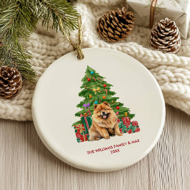 Adorno De Cerámica Perro Chow Chow Navidad Personalizada