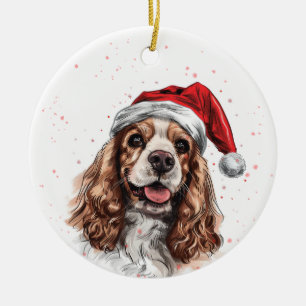 Adorno De Cerámica Perro Cocker Navidad Personalizado