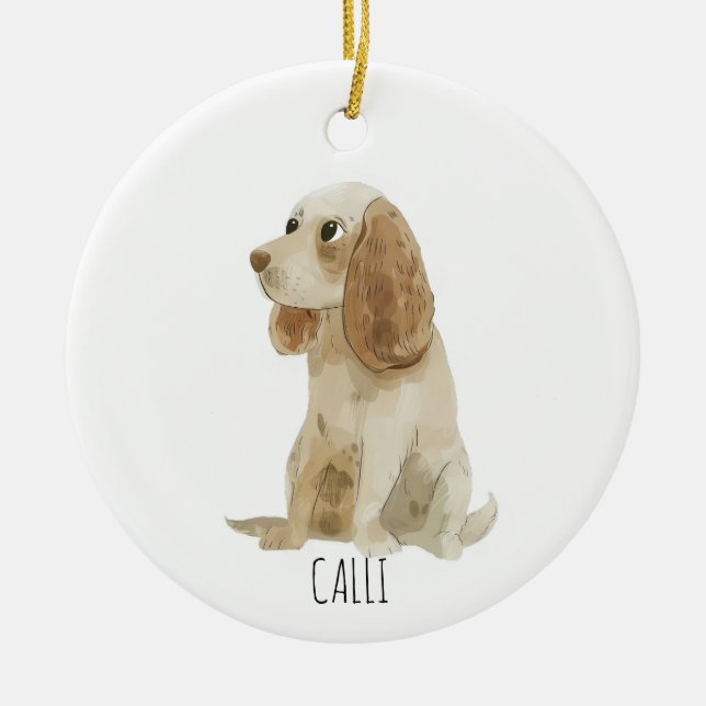 Adorno De Cerámica Perro Cocker Spaniel (Frente)