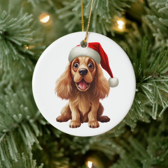 Adorno De Cerámica Perro Cocker Spaniel Americano Divertido Personali (Árbol)
