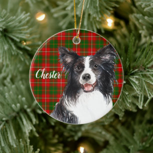 Adorno De Cerámica Perro collie de borde personalizado