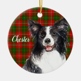 Adorno De Cerámica Perro collie de borde personalizado