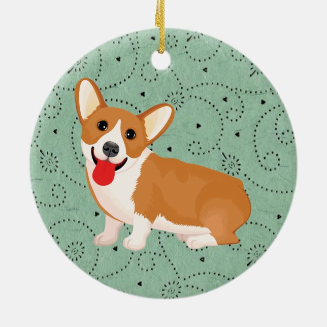 Adorno De Cerámica perro corgi (Atrás)