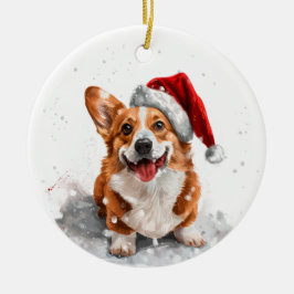 Adorno De Cerámica Perro Corgi Galés Navidad Personalizado