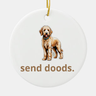 Adorno De Cerámica Perro Cute Goldendoodle "Send Doods"