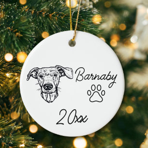 Adorno De Cerámica Perro Dachshund Nombre Personalizado y Línea de Ar