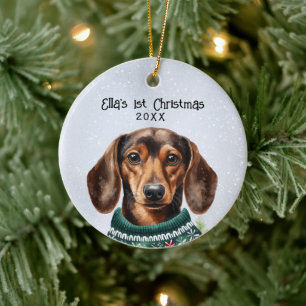 Adorno De Cerámica Perro Dachshund personalizado