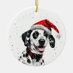 Adorno De Cerámica Perro Dálmata Navidad Personalizado