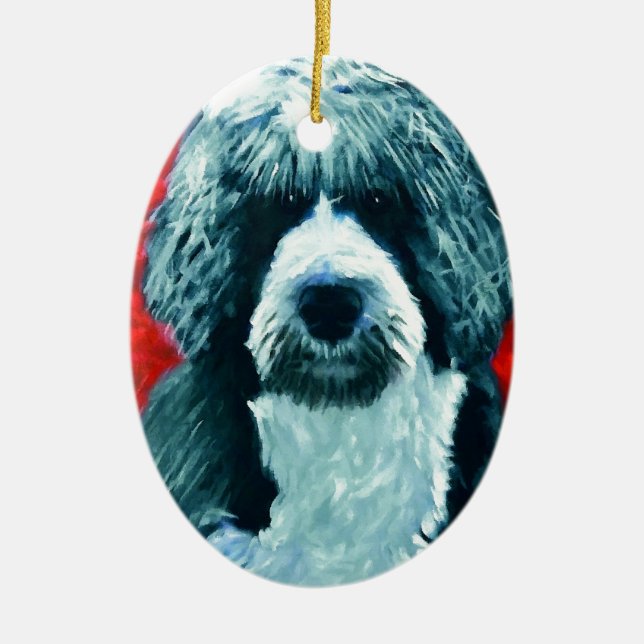 Adorno De Cerámica Perro de agua portugués (Frente)
