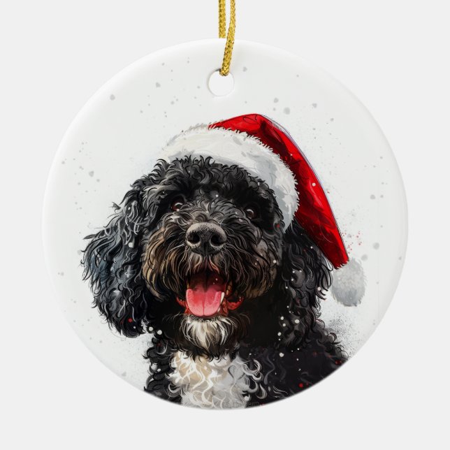 Adorno De Cerámica Perro de Agua Portugués Navidad Personalizado (Frente)