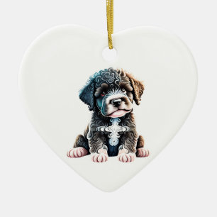 Adorno De Cerámica Perro de agua portugués personalizado