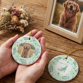 Adorno De Cerámica Perro de aguas dorado Verde menta Foto personaliza