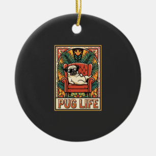 Adorno De Cerámica Perro de Arte Popular Retro Pug