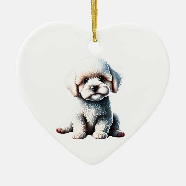 Adorno De Cerámica Perro de Bichon Frise Personalizado (Frente)