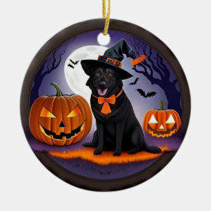 Adorno De Cerámica 🧙♀️🐶 Perro de Bruja Espeluznantemente Lindo y N