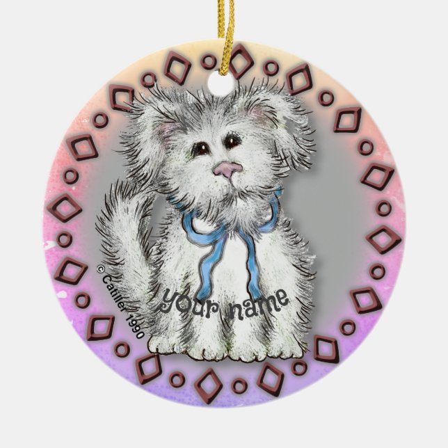 Adorno De Cerámica Perro de cachorro agobiante (Frente)