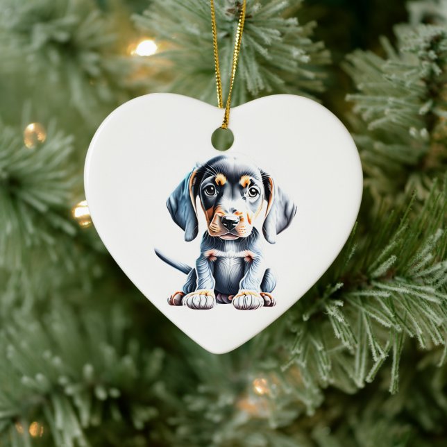 Adorno De Cerámica Perro de cachorro de garrapata personalizado (Árbol)