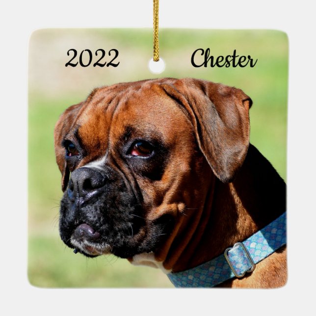 Adorno De Cerámica Perro de cachorro marrón y blanco (Reverso)