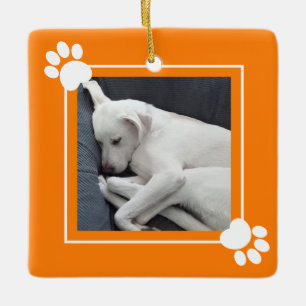 Adorno De Cerámica Perro de cachorro simple 1 nombre de foto y mensaj