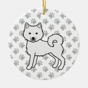 Adorno De Cerámica Perro de caricatura malamuta blanco alasqués