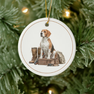 Adorno De Cerámica Perro de caza de estilo vintage acuarela