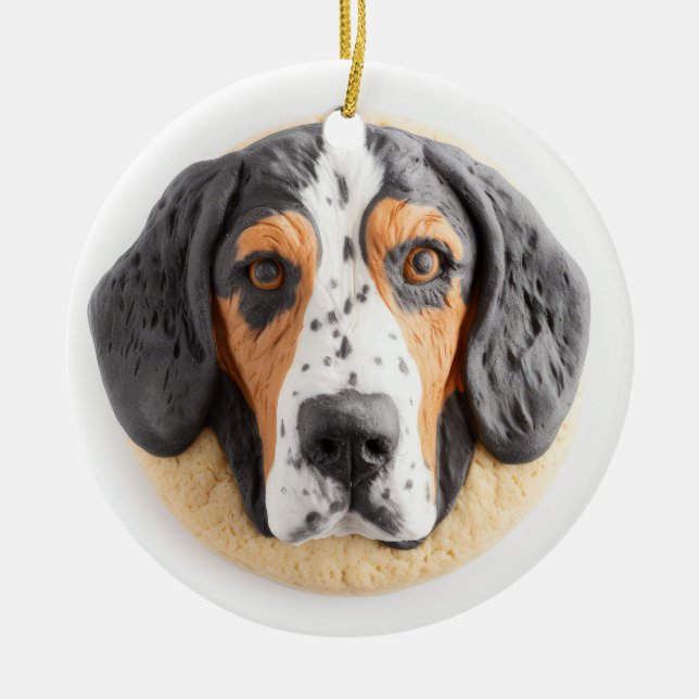 Adorno De Cerámica Perro de Coonhound de Bluetick inspirado en 3D (Frente)