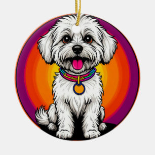 Adorno De Cerámica Perro de dibujos animados adorable que lleva una c