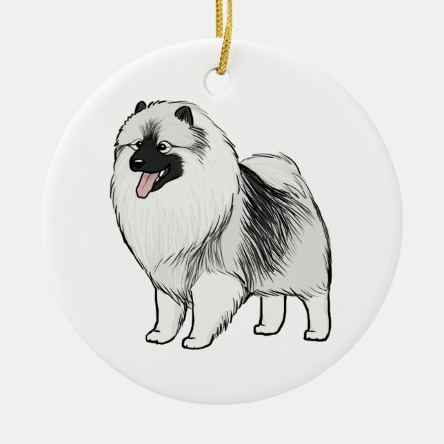 Adorno De Cerámica Perro de dibujos animados Cute Keeshond | Keesie L (Frente)