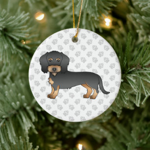 Adorno De Cerámica Perro De Dibujos Animados De Pelo De Alambre Negro