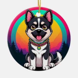 Adorno De Cerámica Perro de dibujos animados juguetón