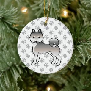 Adorno De Cerámica Perro De Dibujos Animados Klee Kai De Alaska Gris