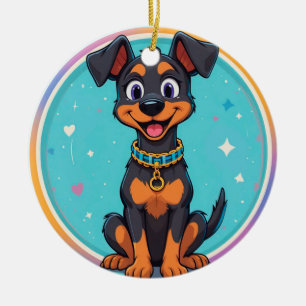 Adorno De Cerámica Perro de dibujos animados lindo con collar