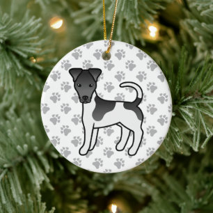 Adorno De Cerámica Perro de dibujos animados Smooth Fox Terrier negro