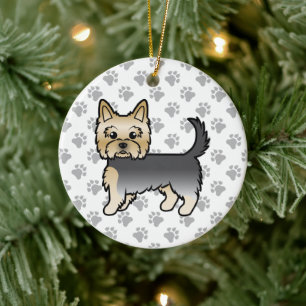 Adorno De Cerámica Perro De Dibujos Animados Yorkshire Terrier Azul Y