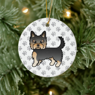 Adorno De Cerámica Perro De Dibujos Animados Yorkshire Terrier Negro