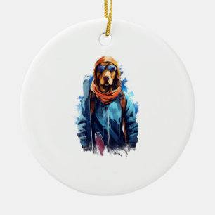 Adorno De Cerámica Perro de esquí en gafas de esquí 5