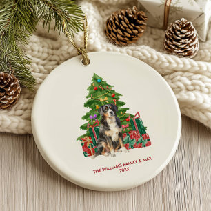 Adorno De Cerámica Perro de montaña bernés Navidad personalizada