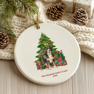 Adorno De Cerámica Perro de montaña bernés Navidad personalizada