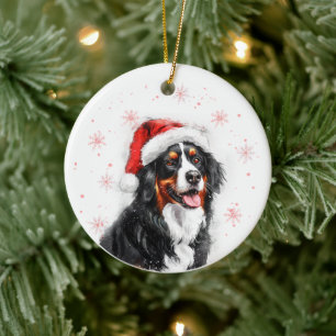 Adorno De Cerámica Perro de montaña bernés Navidad Personalizado