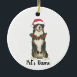 Adorno De Cerámica Perro de montaña Bernés personalizado<br><div class="desc">Haz la lista este año con un adorno personalizado de tu pequeño perro de montaña Bernese favorito!</div>