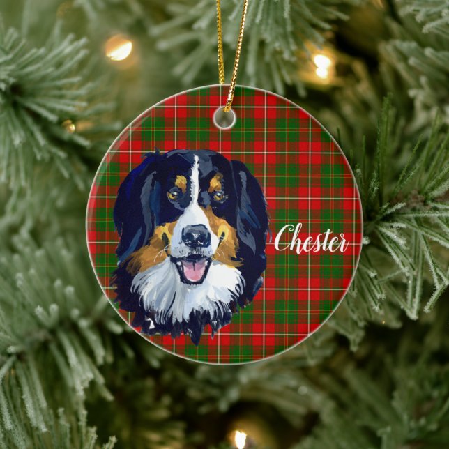 Adorno De Cerámica Perro de montaña Bernés Personalizado (Árbol)