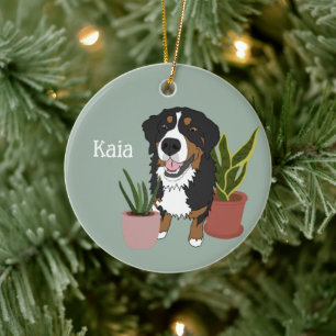 Adorno De Cerámica Perro de montaña Bernés personalizado
