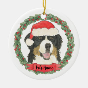 Adorno De Cerámica Perro de montaña bernés personalizado de Navidad
