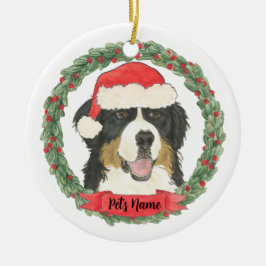 Adorno De Cerámica Perro de montaña bernés personalizado en Navidad