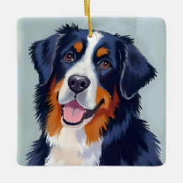 Adorno De Cerámica Perro de montaña bernés | Pintura acuarela