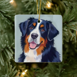 Adorno De Cerámica Perro de montaña bernés | Pintura en acuarela