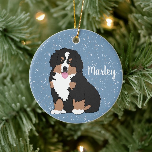 Adorno De Cerámica Perro de montaña de Bernese (Árbol)
