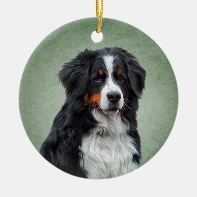 Adorno De Cerámica Perro de montaña de Bernese (Frente)